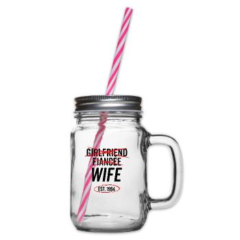 Girlfriend Fiancée Wife Est 1994 - Glass jar with handle and screw cap - clear - Right