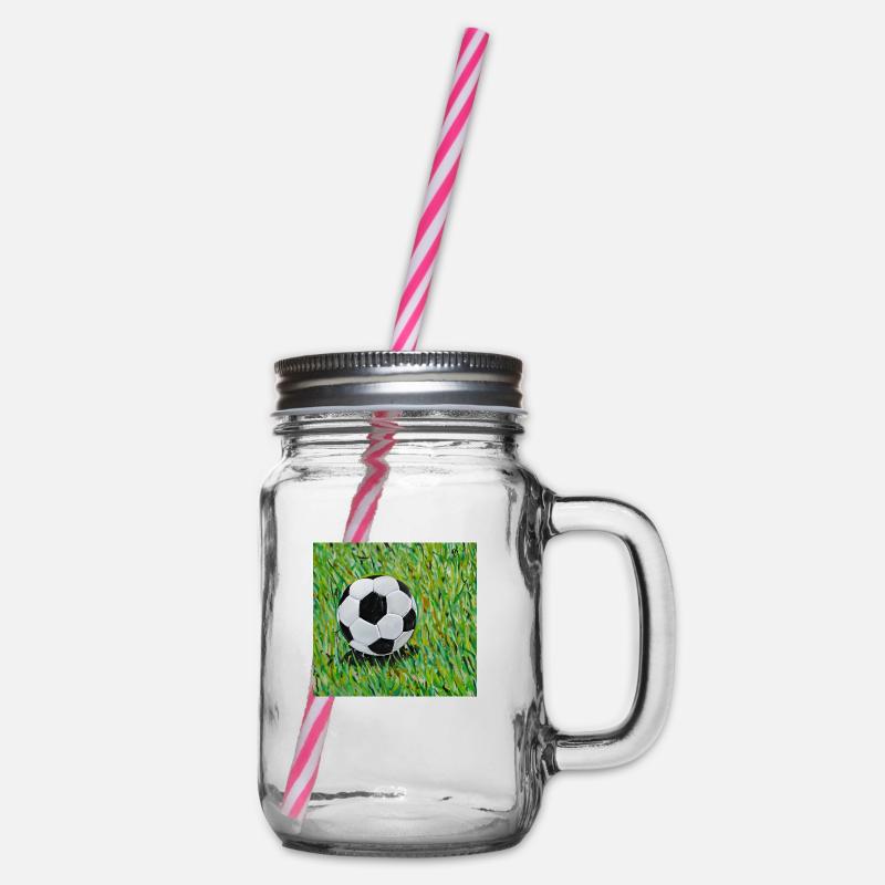 Fußball Gemälde - Henkelglas mit Schraubdeckel - Klar