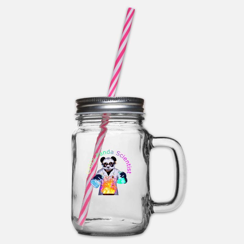 Crazy Panda Scientist - Henkelglas mit Schraubdeckel - Klar