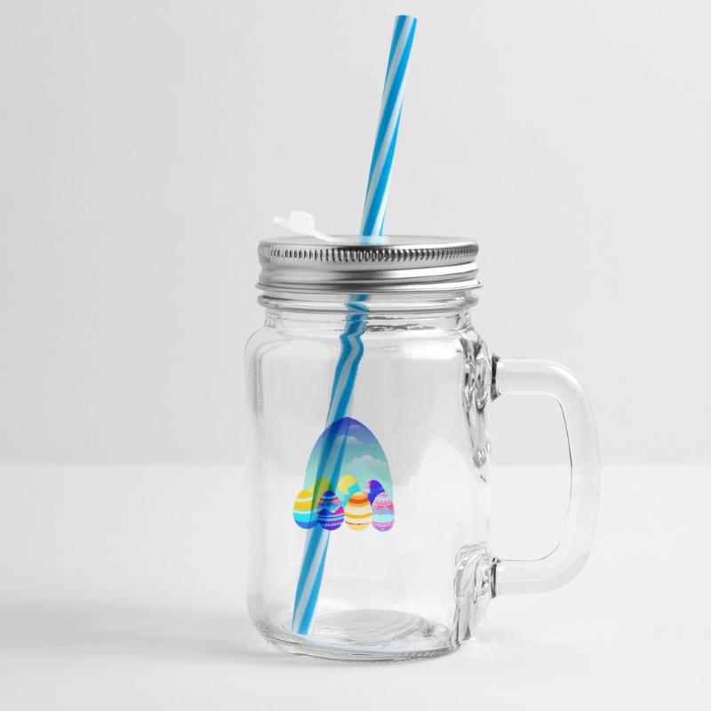 Easter Egg Easter Bunny Gift Easter Happy Easter Glass jar with handle and screw cap