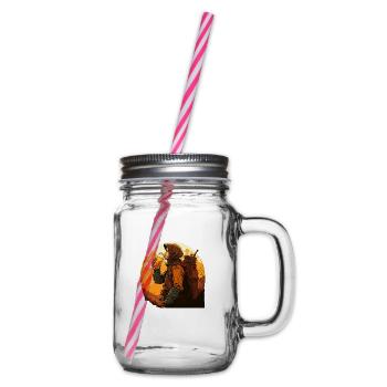 Wanderer mit Bier bei Sonnenuntergang. Outdoor - Henkelglas mit Schraubdeckel - Klar - Rechts