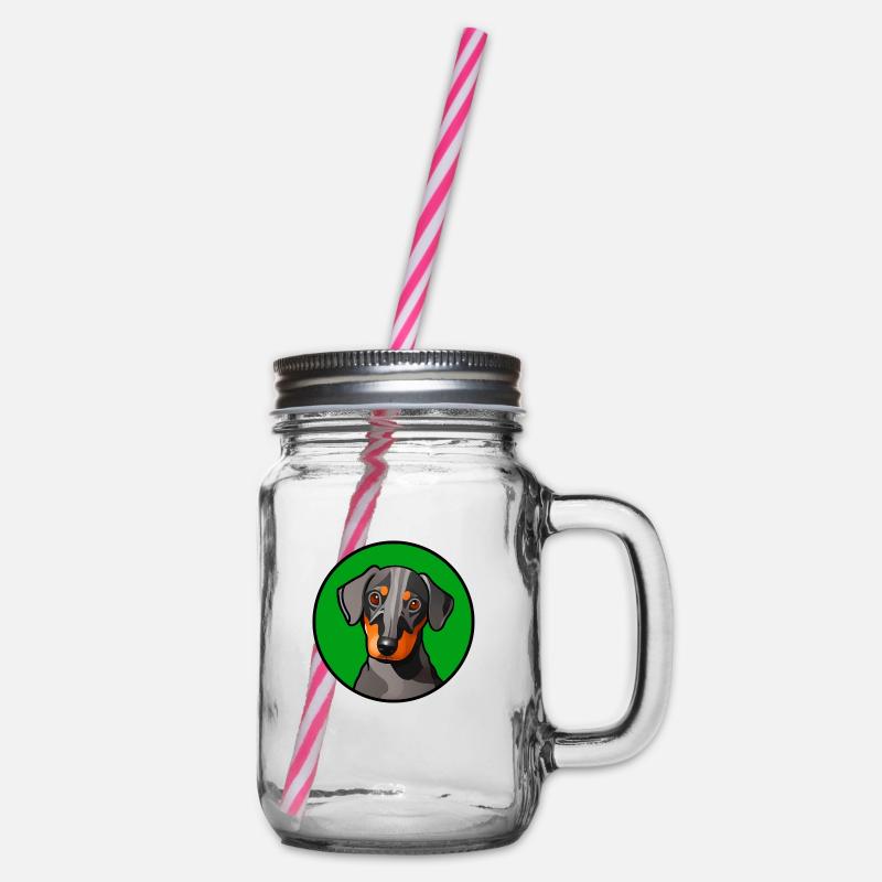 Motif graphique Dachshund Design dans le cercle vert - Bocal à boisson - transparent