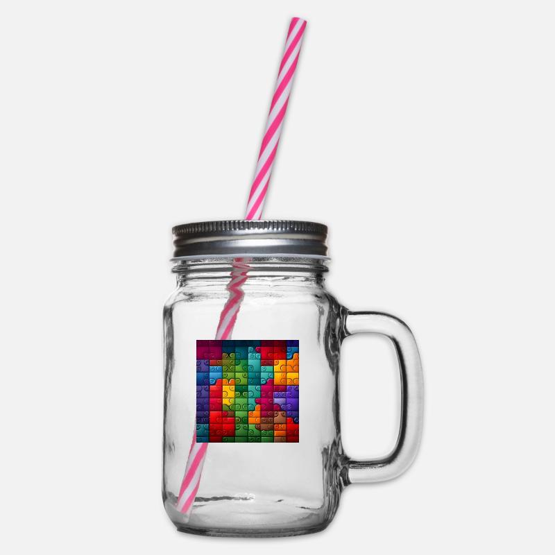 Modèle de puzzle arc-en-ciel coloré - Bocal à boisson - transparent