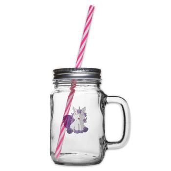 Little cute unicorn - Glass jar with handle and screw cap - clear - Right