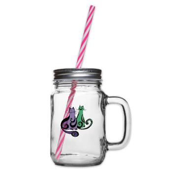 Cats - Glass jar with handle and screw cap - clear - Right