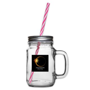 Rochester New York Eclipse 2024 Souvenir April 8 - Glass jar with handle and screw cap - clear - Right