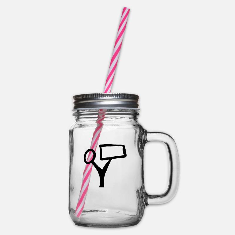 Tree text - Glass jar with handle and screw cap - clear