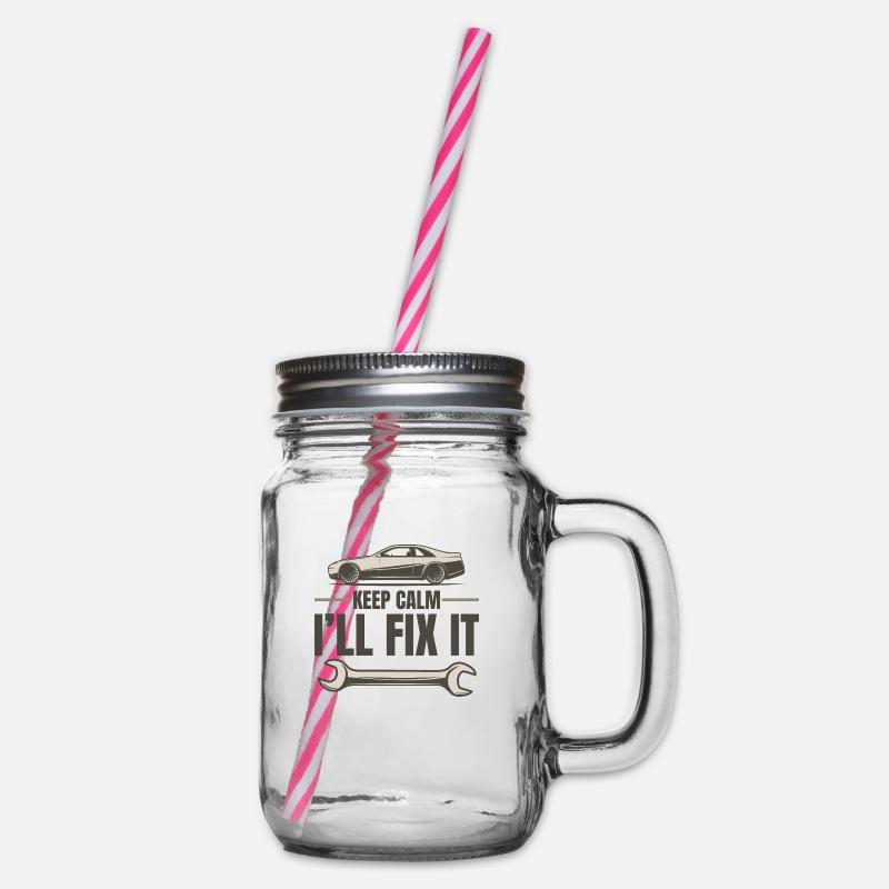 KEEP CALM I`LL FIX IT - Henkelglas mit Schraubdeckel - Klar