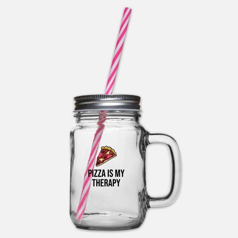 Pizza is my Therapy - Henkelglas mit Schraubdeckel - Klar