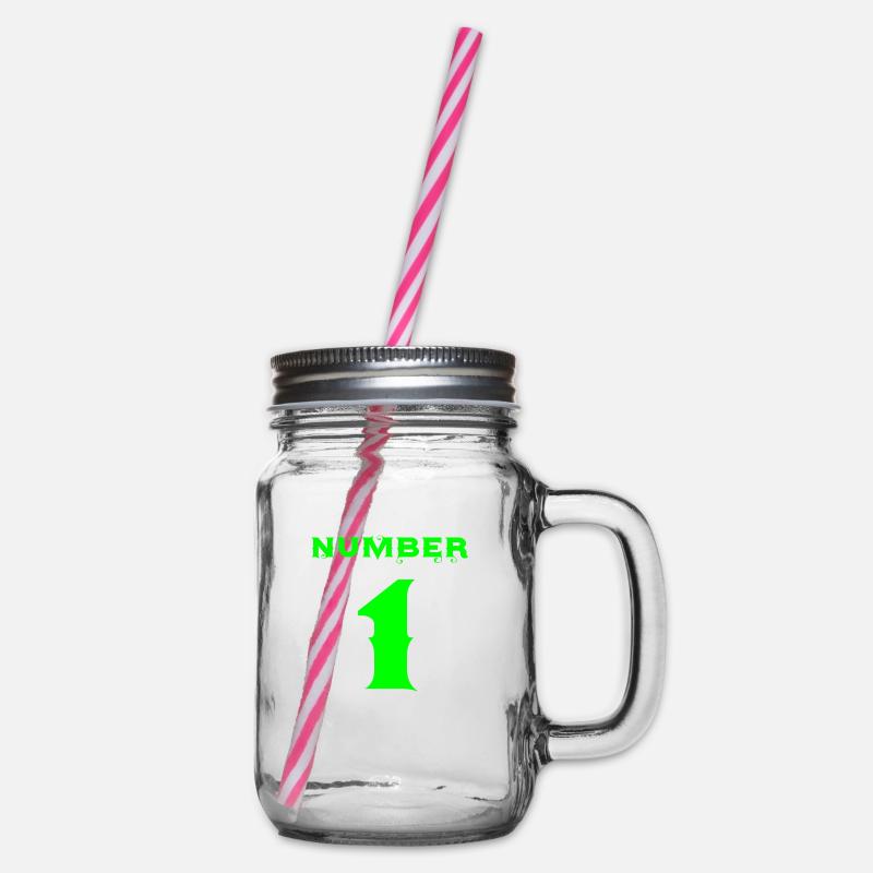 number 1 - Glass jar with handle and screw cap - clear