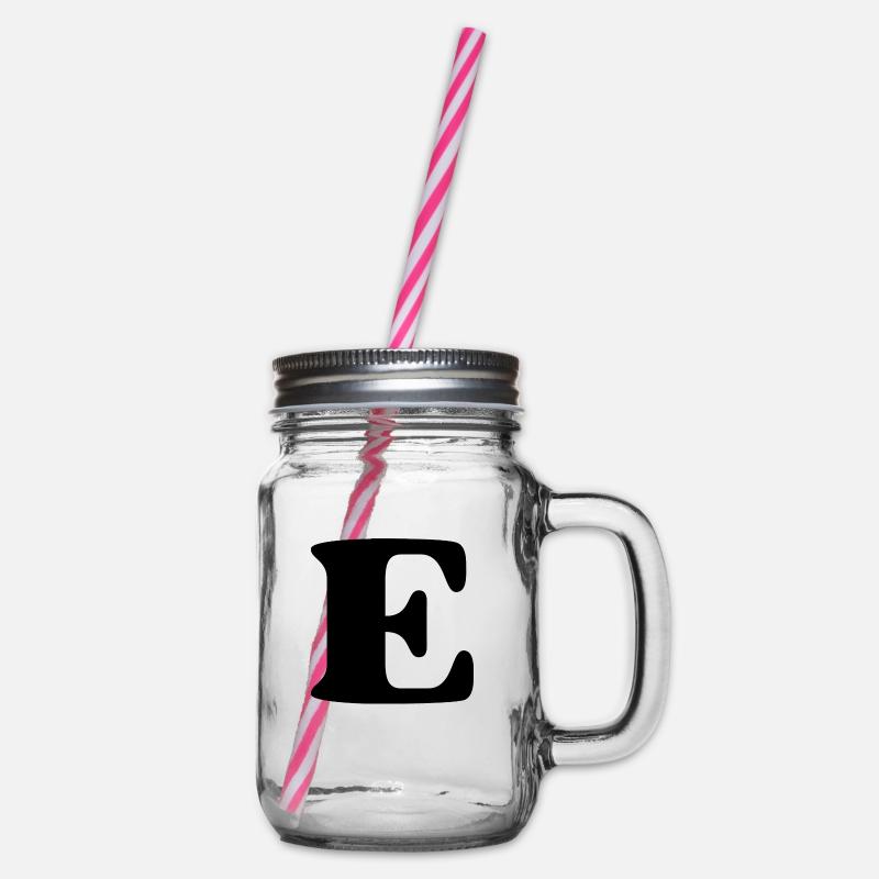 Buchstabe e - Henkelglas mit Schraubdeckel - Klar