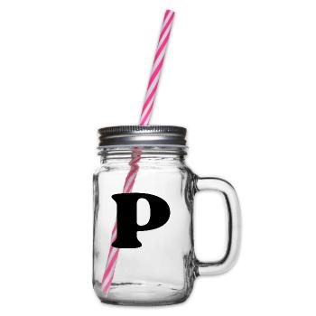 Buchstabe p - Henkelglas mit Schraubdeckel - Klar - Rechts