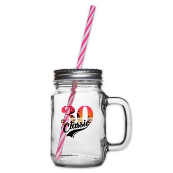 Vintage 1930-30th anniversary - Glass jar with handle and screw cap - clear - Right