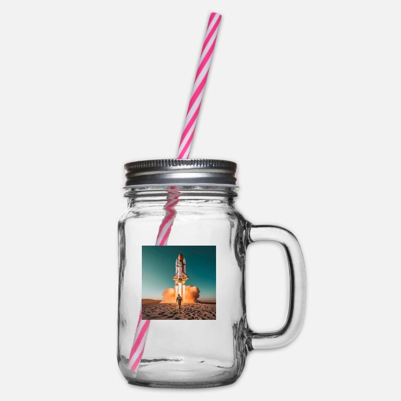 Astronaut mit Rakete - Henkelglas mit Schraubdeckel - Klar