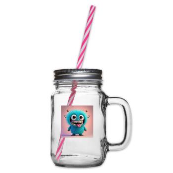 Happy Halloween cute monster scary funny spooky - Glass jar with handle and screw cap - clear - Right