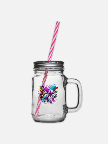 Graffiti Street Art Spray Vintage Schablone Retro - Henkelglas mit Schraubdeckel - Klar