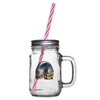 Astronaut explores alien worlds - Glass jar with handle and screw cap - clear - Right
