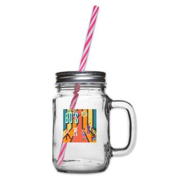 Retro-Rollenrille - Henkelglas mit Schraubdeckel - Klar - Rechts