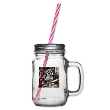 Erdmännchen als Tischler - Henkelglas mit Schraubdeckel - Klar - Rechts