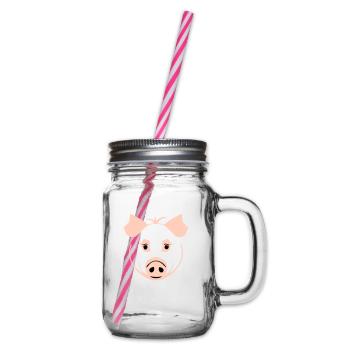 Pig in comic style - Glass jar with handle and screw cap - clear - Right