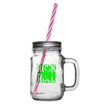 Music, Retro, Heavy Metal, Hard Rock, Punk, Vinyl, Pop - Glass jar with handle and screw cap - clear - Right