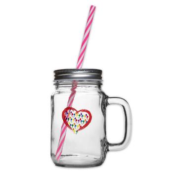 Color Herz Love Bo-Grafik - Henkelglas mit Schraubdeckel - Klar - Rechts