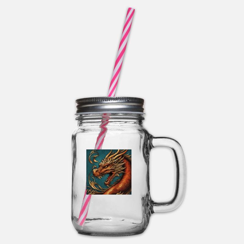 Drache - Henkelglas mit Schraubdeckel - Klar