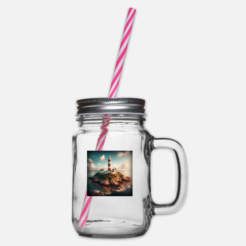 Ein Leuchtturm auf einer abgelegenen Insel - Henkelglas mit Schraubdeckel - Klar