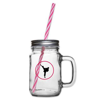 Karate Logo - Glass jar with handle and screw cap - clear - Right