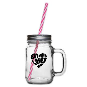 Bitcoin Loves Me - Glass jar with handle and screw cap - clear - Right
