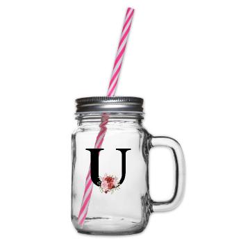 Lettre u floral rouge - Bocal à boisson - transparent - Droite