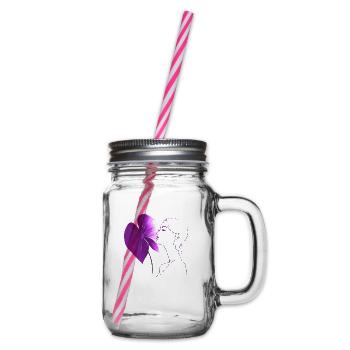 Flowers Women girl fashion design art female style - Glass jar with handle and screw cap - clear - Right