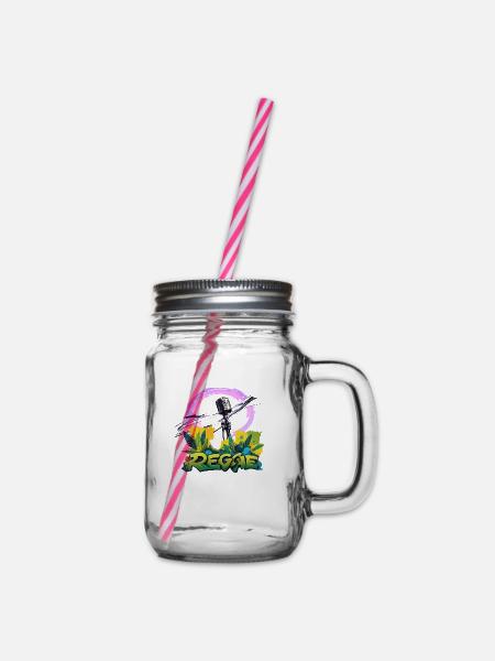 Reggae Mikrofon - Henkelglas mit Schraubdeckel - Klar
