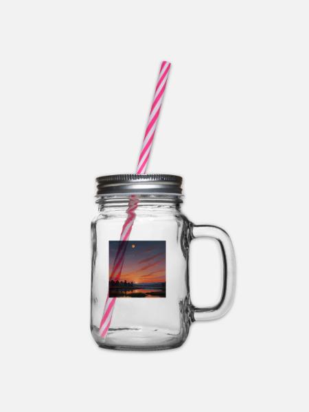 Landschaft Sonnenuntergang - Henkelglas mit Schraubdeckel - Klar