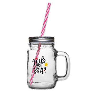 girls just want to have sun - Glass jar with handle and screw cap - clear - Right