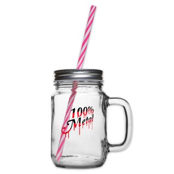 100% Percent Metal Music Stamp Graffiti Drops - Glass jar with handle and screw cap - clear - Right