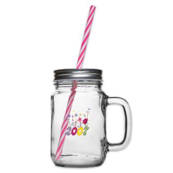 Year of birth 2007 wildflowers - Glass jar with handle and screw cap - clear - Right