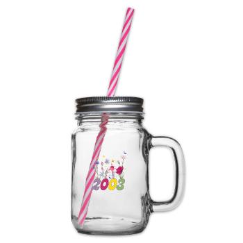 Year of birth 2003 wildflowers - Glass jar with handle and screw cap - clear - Right