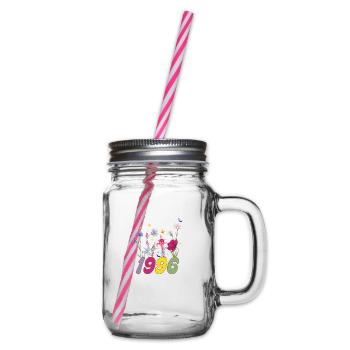 Year of birth 1996 wildflowers - Glass jar with handle and screw cap - clear - Right