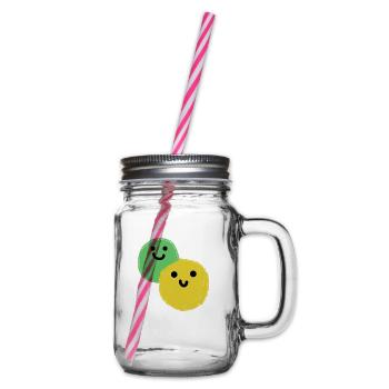 Two balls - Glass jar with handle and screw cap - clear - Right