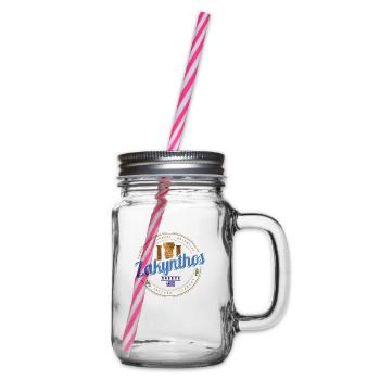Zakynthos Island in Greece Vintage Souvenir - Glass jar with handle and screw cap - clear - Right