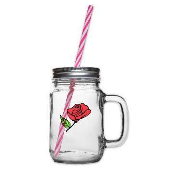 Jolie belle fleur de rose feuille roses romantique - Bocal à boisson - transparent - Droite