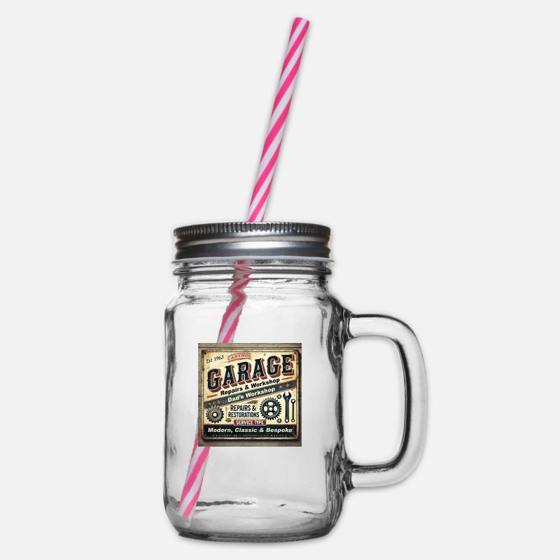 Dads Workshop - Glass jar with handle and screw cap - clear