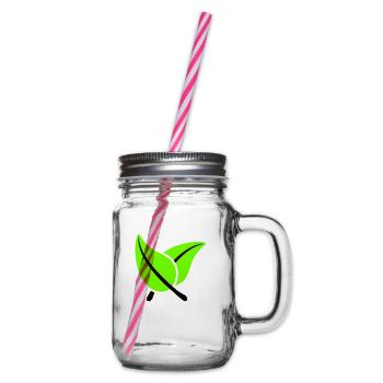 2 Green Beautiful Leaves Eco Spring Summer Nature - Glass jar with handle and screw cap - clear - Right