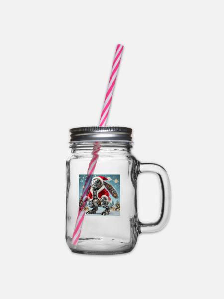 Weihnachtshase - Henkelglas mit Schraubdeckel - Klar