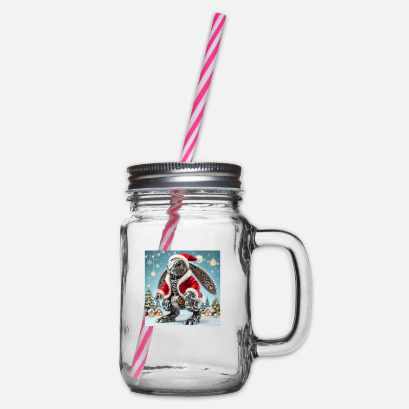 Weihnachtshase - Henkelglas mit Schraubdeckel - Klar