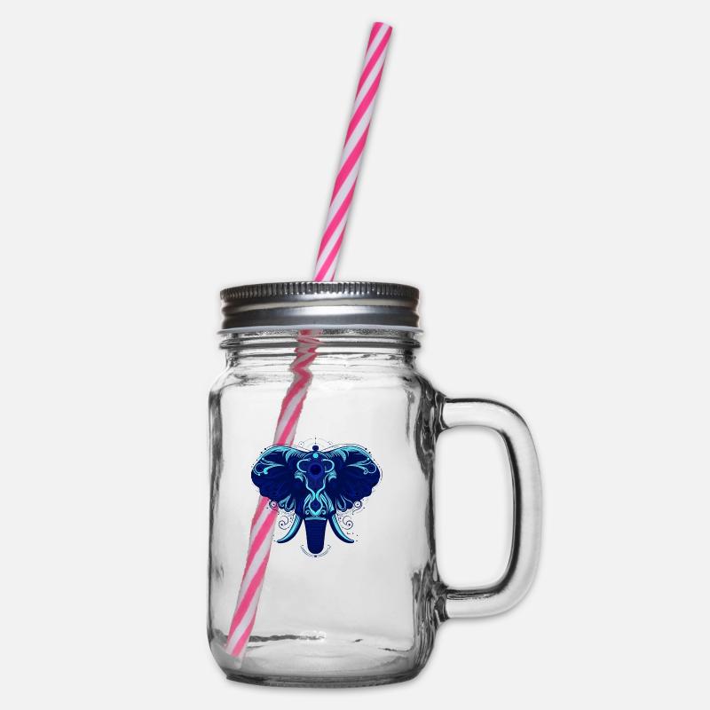 Tier Elefant Blau - Henkelglas mit Schraubdeckel - Klar