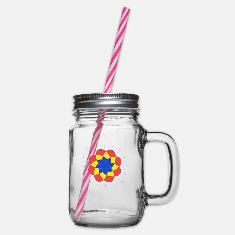 Abstract with a pattern - Glass jar with handle and screw cap - clear