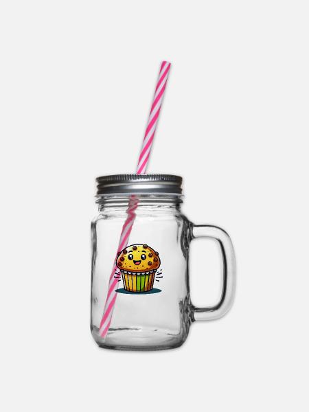 Muffin Comic - Henkelglas mit Schraubdeckel - Klar