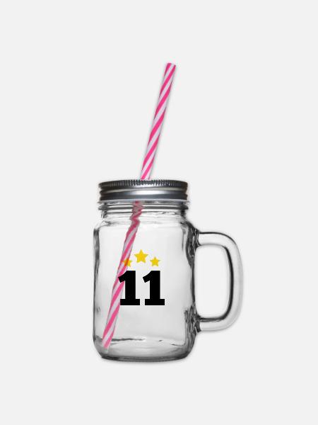 11 Jahre Stern - Geschenk zum 11. Jubiläum - Henkelglas mit Schraubdeckel - Klar